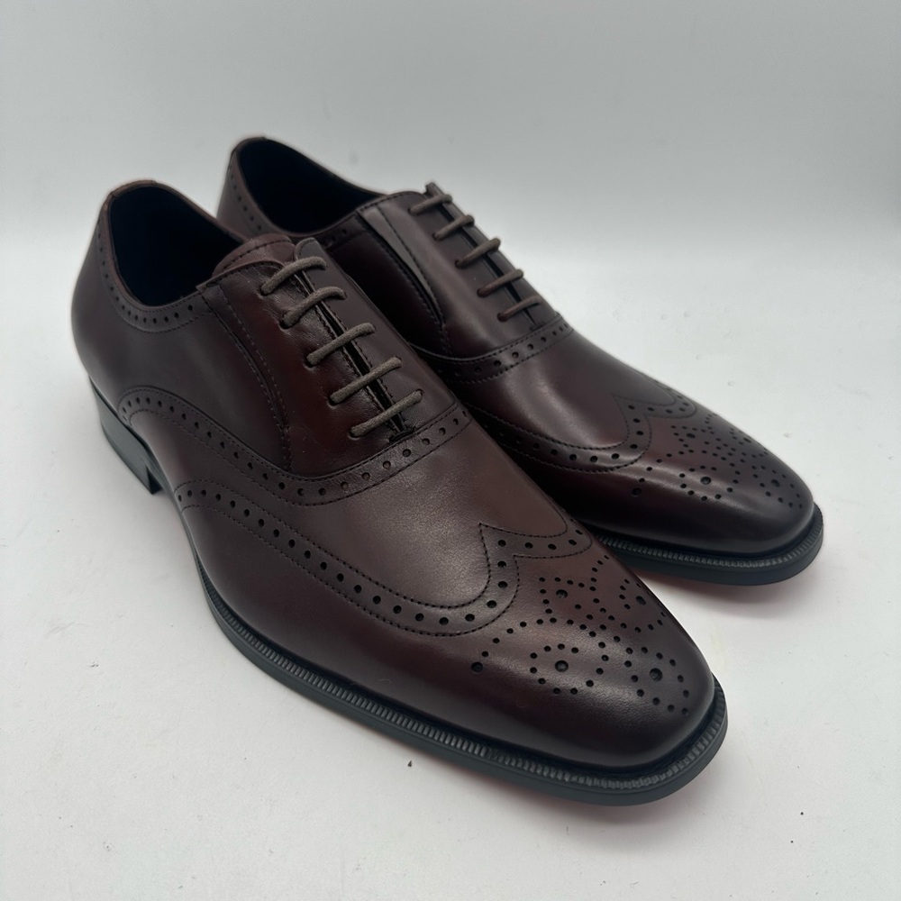 BRAND NEW Frasoicus Men’s Genuine Leather Dark Brown Wingtips Sz 10 US